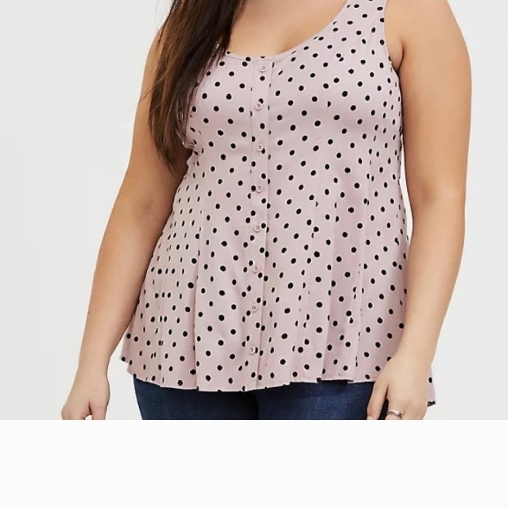 Torrid Pink and Black Polka Dot Tank Top